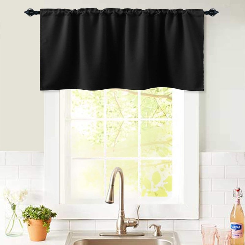 KOUFALL Black Valances for Windows,Blackout Valance Curtains for Kitchen Bathroom,18 Inch Length - Image 4
